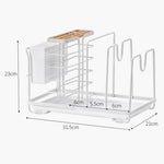 Kitchen Utensil Holder Multi-Compartment with Removable Drain Tray & Lid Rest