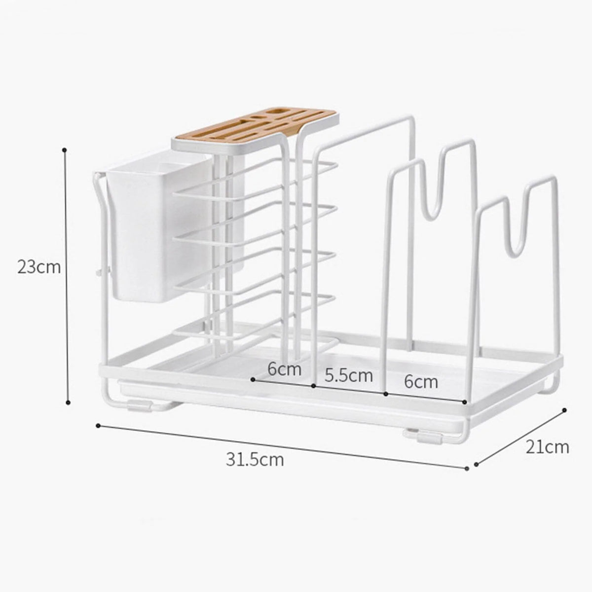Kitchen Utensil Holder Multi-Compartment with Removable Drain Tray & Lid Rest