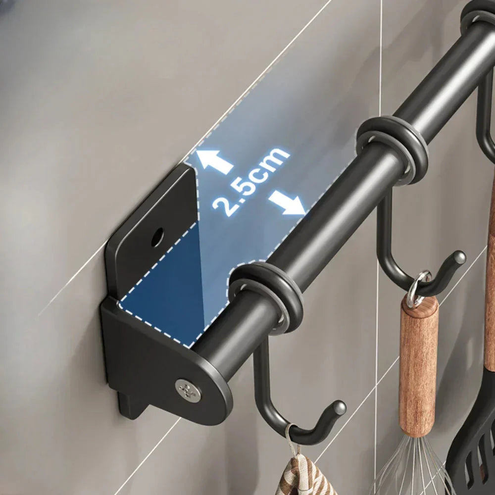 Kitchen Utensil Rack Wall-Mounted Steel Space-Saving 4–10 Hooks