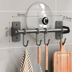Kitchen Utensil Rack Wall-Mounted Steel Space-Saving 4–10 Hooks