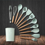 Kitchen Utensil Set Heat-Resistant Silicone 12-Piece Ergonomic Handles