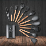 Kitchen Utensil Set Heat-Resistant Silicone 12-Piece Ergonomic Handles