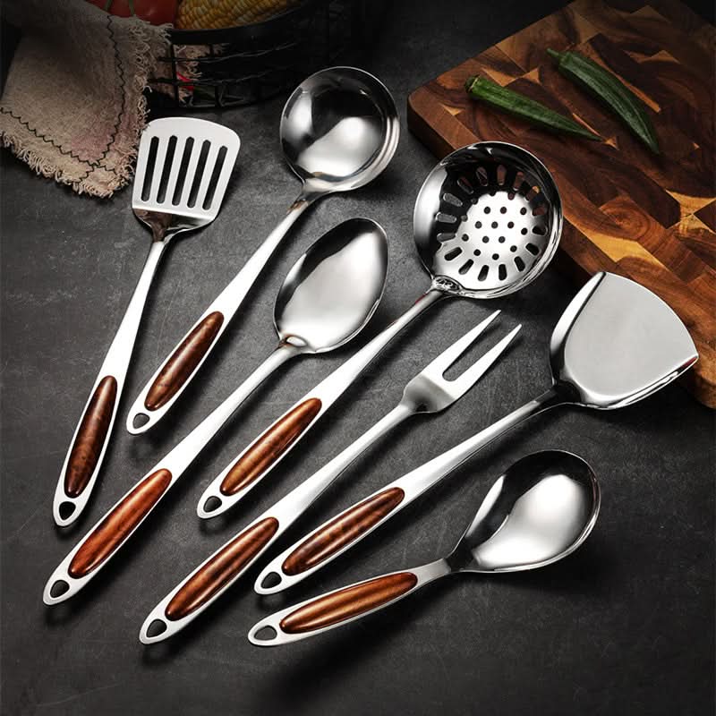 Kitchen Utensil Set Stainless Steel Ergonomic Handles Dishwasher-Safe