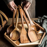 Kitchen Utensil Set Wooden Cookware-Safe Set of 5