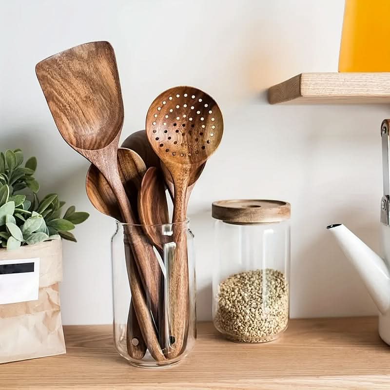 Kitchen Utensil Set Wooden Cookware-Safe Set of 5