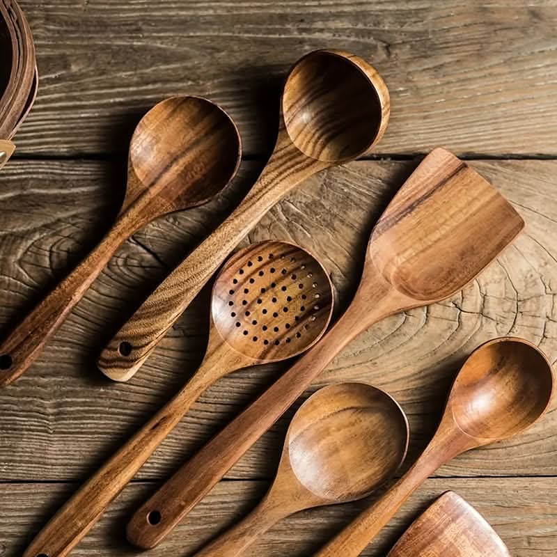 Kitchen Utensil Set Wooden Cookware-Safe Set of 5