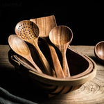 Kitchen Utensil Set Wooden Cookware-Safe Set of 5