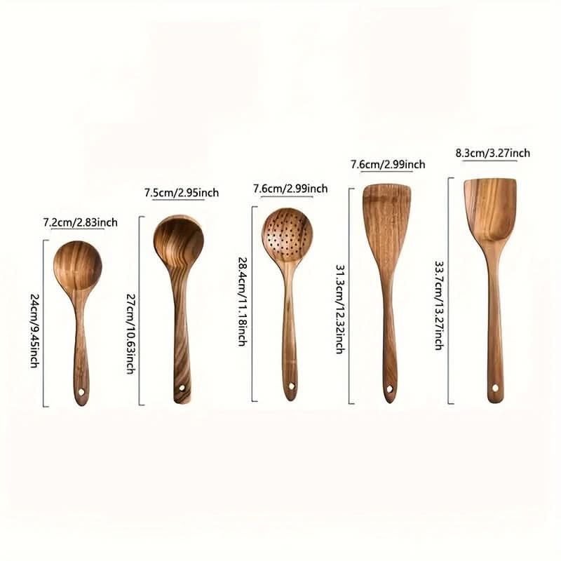 Kitchen Utensil Set Wooden Cookware-Safe Set of 5