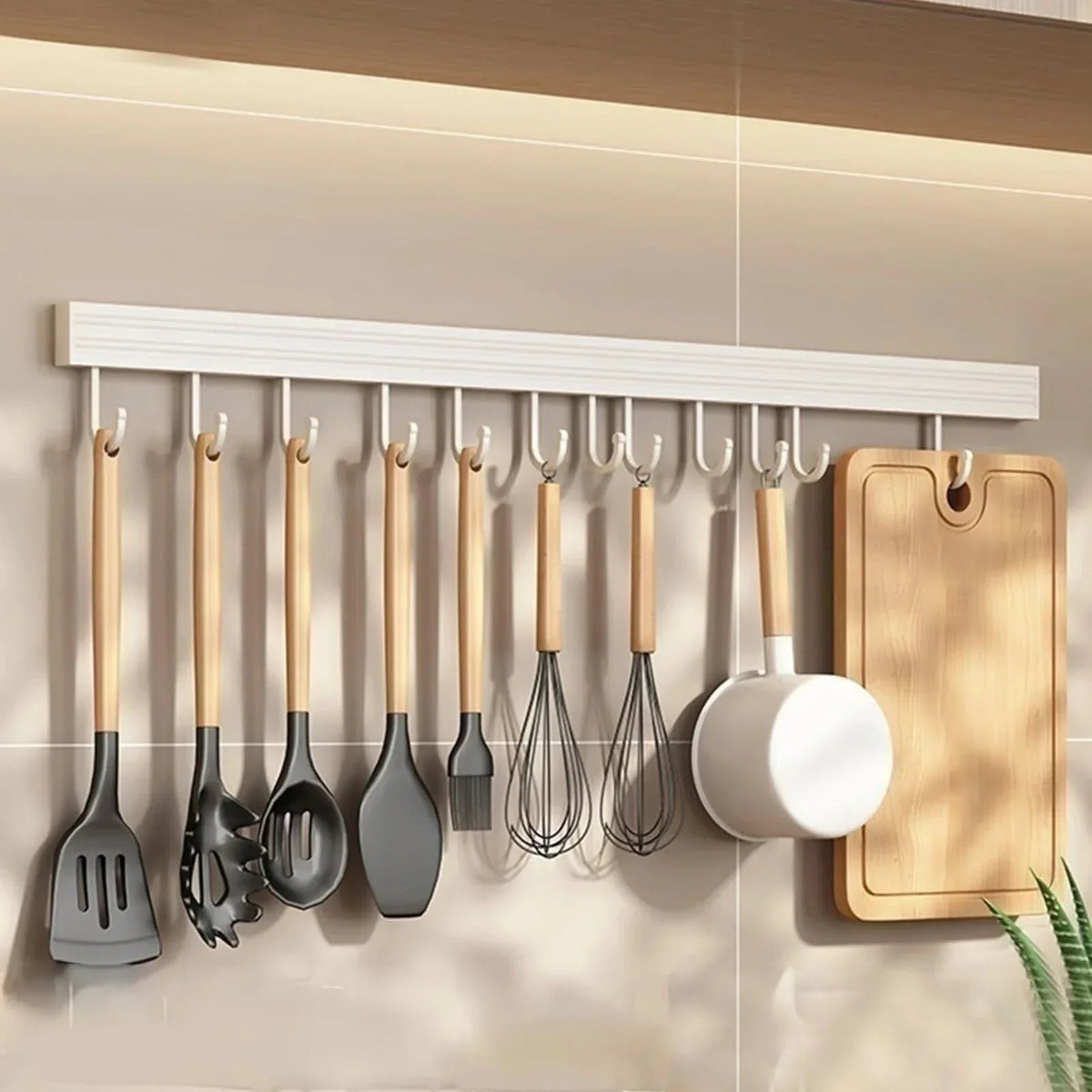 Kitchen Wall Rack No-Drill Rust-Resistant Coated Metal