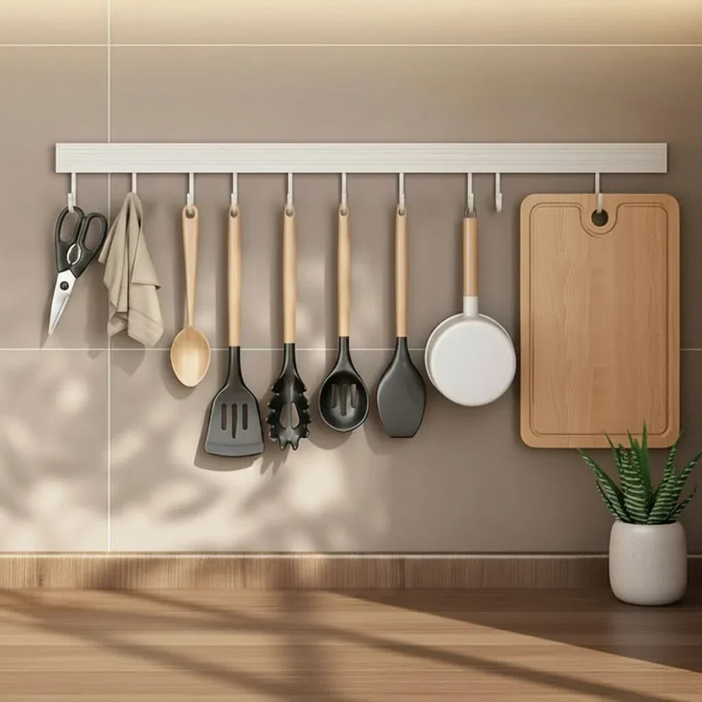 Kitchen Wall Rack No-Drill Rust-Resistant Coated Metal
