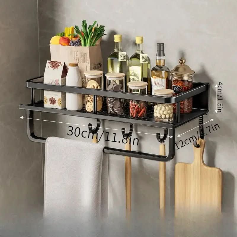 Kitchen Wall Shelf Powder-Coated Steel Space-Saving Storage Organizer