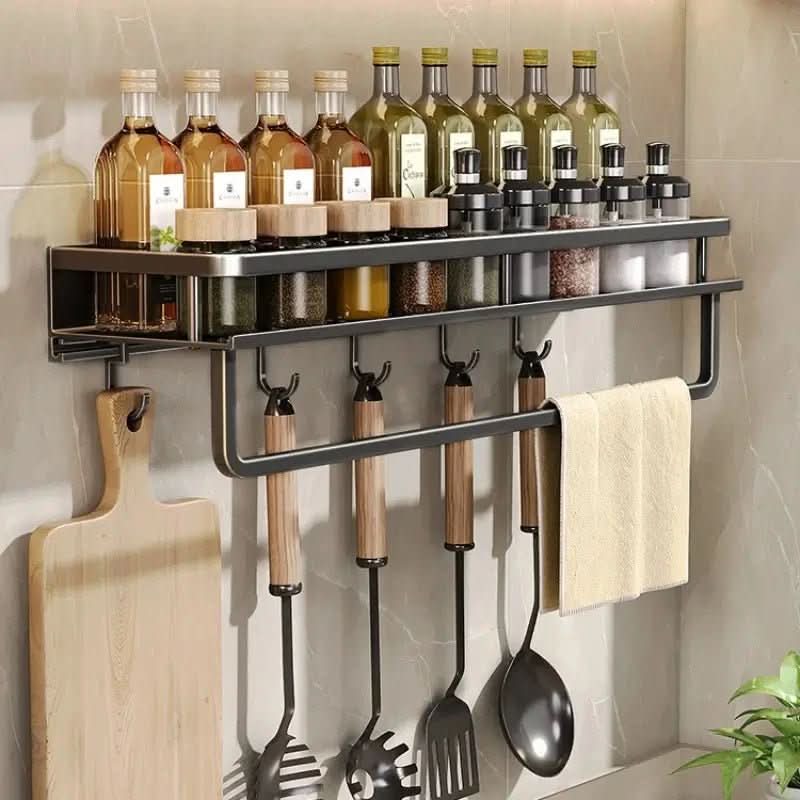 Kitchen Wall Shelf Powder-Coated Steel Space-Saving Storage Organizer