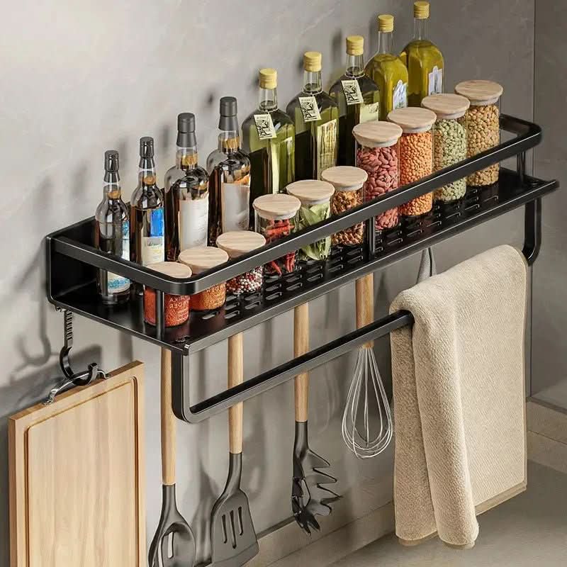 Kitchen Wall Shelf Powder-Coated Steel Space-Saving Storage Organizer