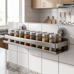 Kitchen Wall Shelf Stainless Steel Suction Cup Mount No-Drill Installation