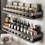 Kitchen Wall Shelf Stainless Steel Suction Cup Mount No-Drill Installation