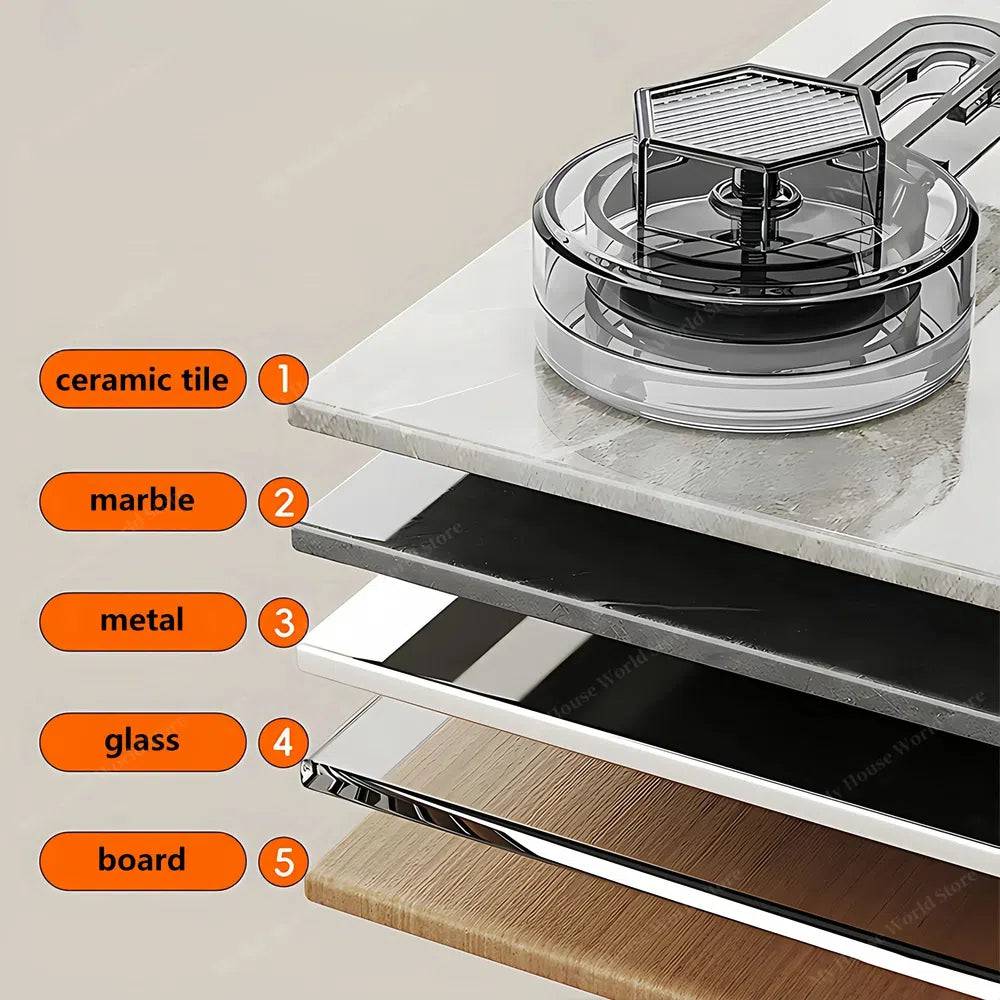 Kitchen Wall Shelf Stainless Steel Suction Cup Mount No-Drill Installation