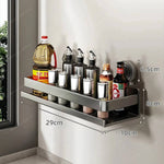 Kitchen Wall Shelf Stainless Steel Suction Cup Mount No-Drill Installation