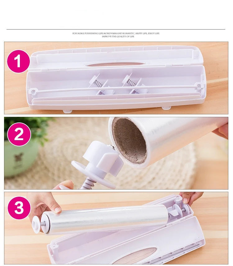 Kitchen Wrap Dispenser Easy-Load Universal Cutter