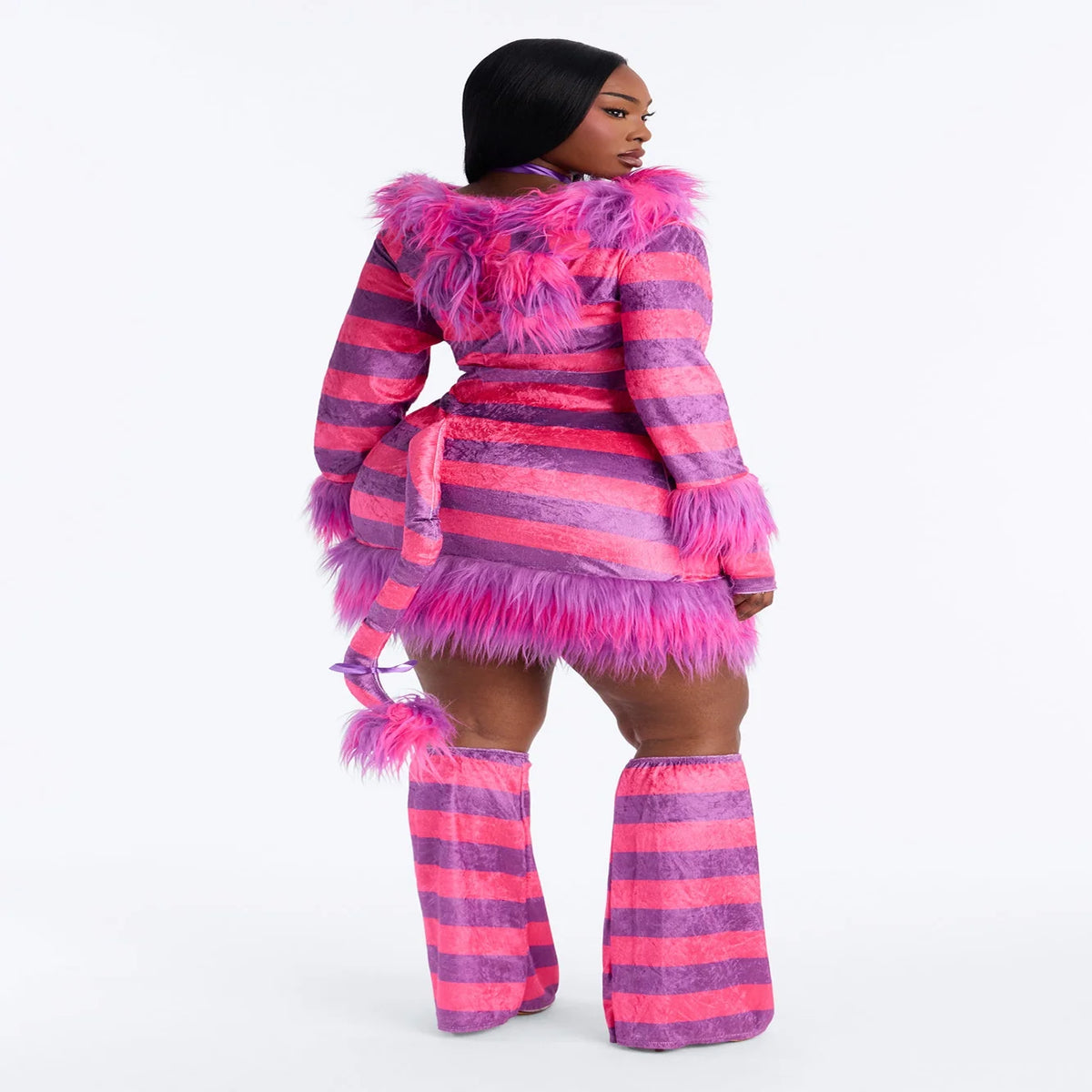 Kitty Costume Set Pink Hooded Fur Dress With Tail