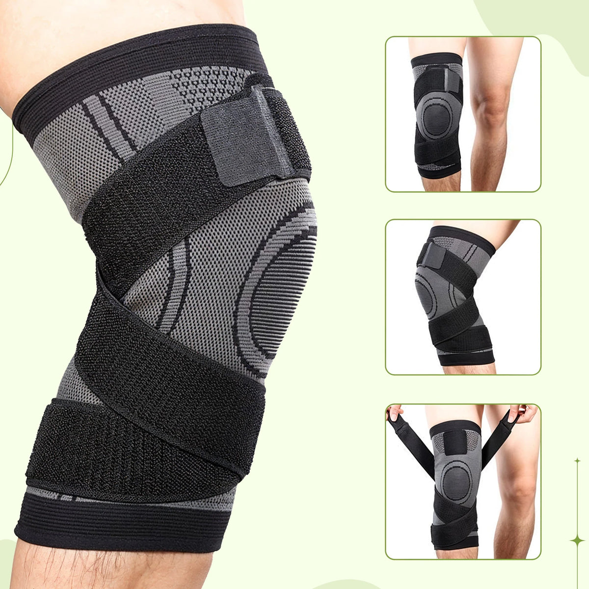 Knee Compression Sleeve Ergonomic Stabilizing Support Breathable Fabric