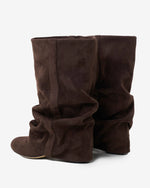 Knee-High Boots Slouchy Design Hidden Heel Dark Chocolate