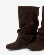 Knee-High Boots Slouchy Design Hidden Heel Dark Chocolate