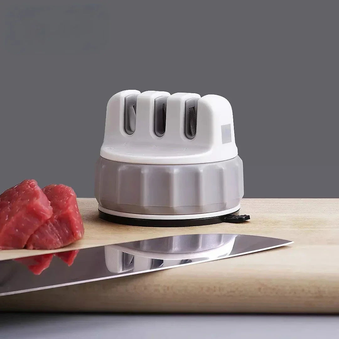 Knife Sharpener Triple Wheel Dual-Grit Suction Base