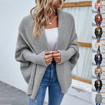 Knit Cardigan Loose Fit Batwing Sleeves