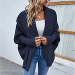 Knit Cardigan Loose Fit Batwing Sleeves