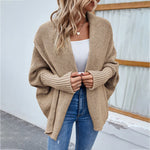 Knit Cardigan Loose Fit Batwing Sleeves