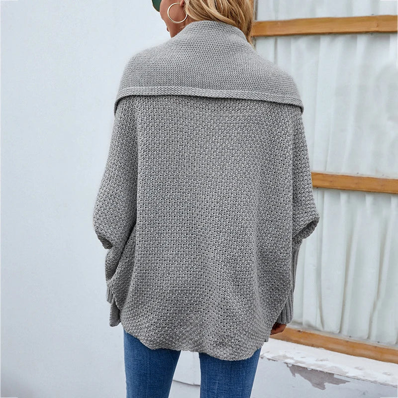 Knit Cardigan Loose Fit Batwing Sleeves