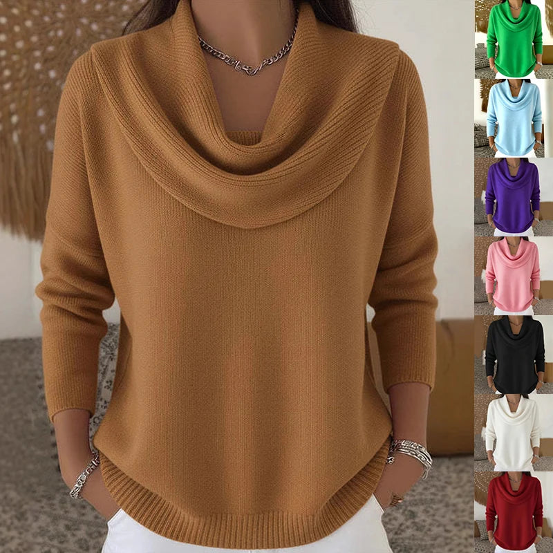 Knit Pullover Sweater Thick Warm Loose Fit Long Sleeve
