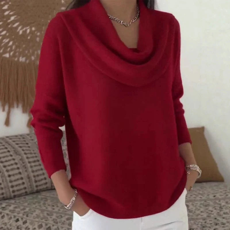 Knit Pullover Sweater Thick Warm Loose Fit Long Sleeve