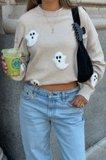 Knit Sweater Textured Ghost Appliqué Relaxed Fit