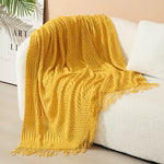 Knitted Throw Blanket Acrylic Nordic Fringe Year-Round Use