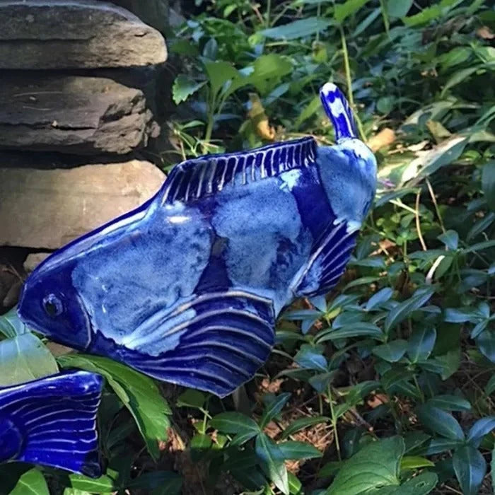 Koi Fish Garden Sculpture Weather-Resistant Ceramic Submersible
