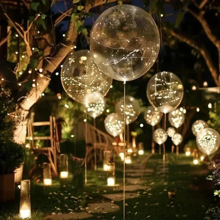 LED Balloons Warm White Glow Reusable Set of 10