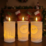 LED Candle Fir Tree & Snowflake Relief Battery-Operated Adjustable Timer