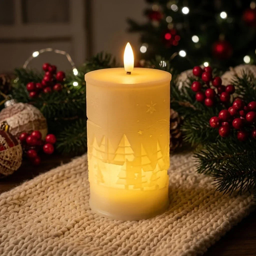 LED Candle Wax-Effect Flicker Battery-Operated Adjustable Timer