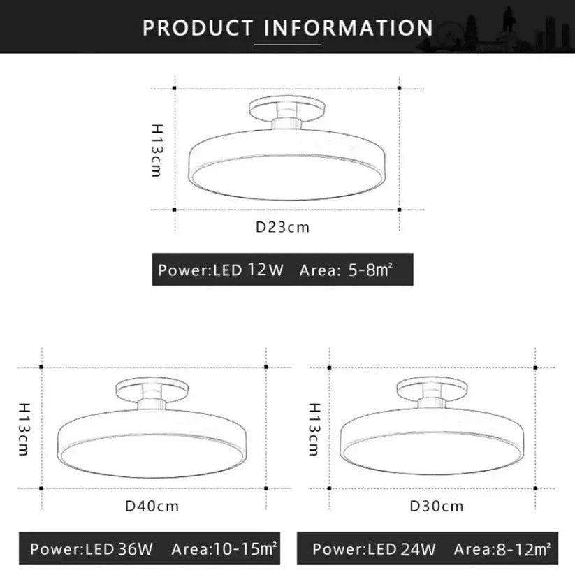 LED Ceiling Light Flush-Mount Warm White Six Colors