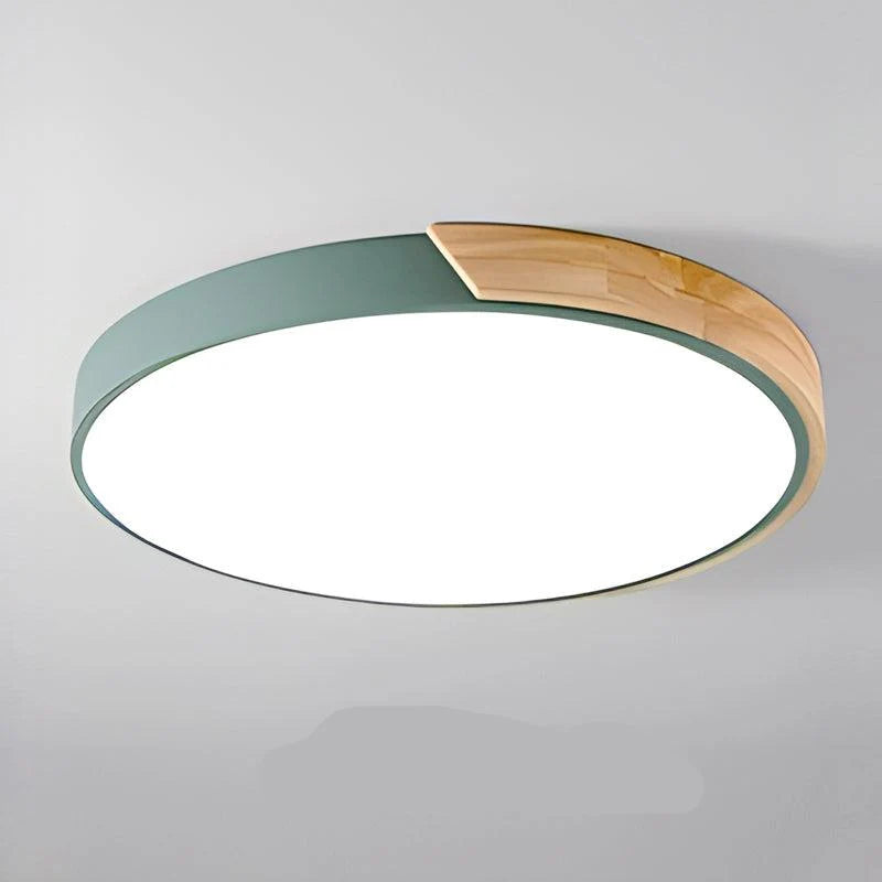 LED Ceiling Light Macaron Shape With Wood Accent