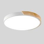 LED Ceiling Light Macaron Shape With Wood Accent
