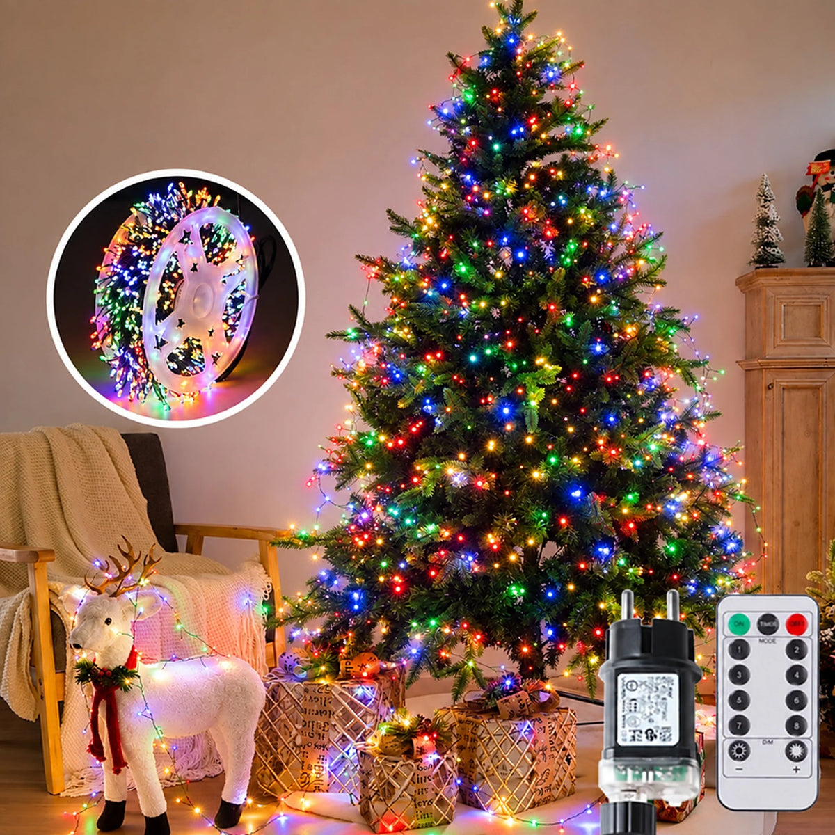 LED Cluster String Lights Dense Dimmable Remote-Controlled Indoor Outdoor Use