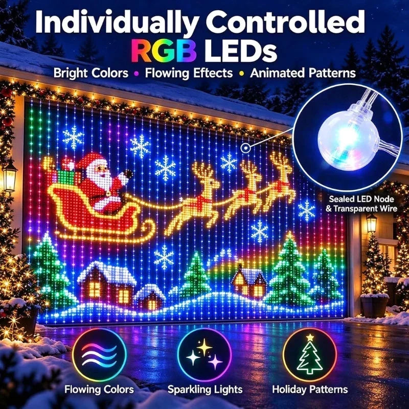 LED Curtain Lights App-Controlled 400 Individually Controllable LEDs