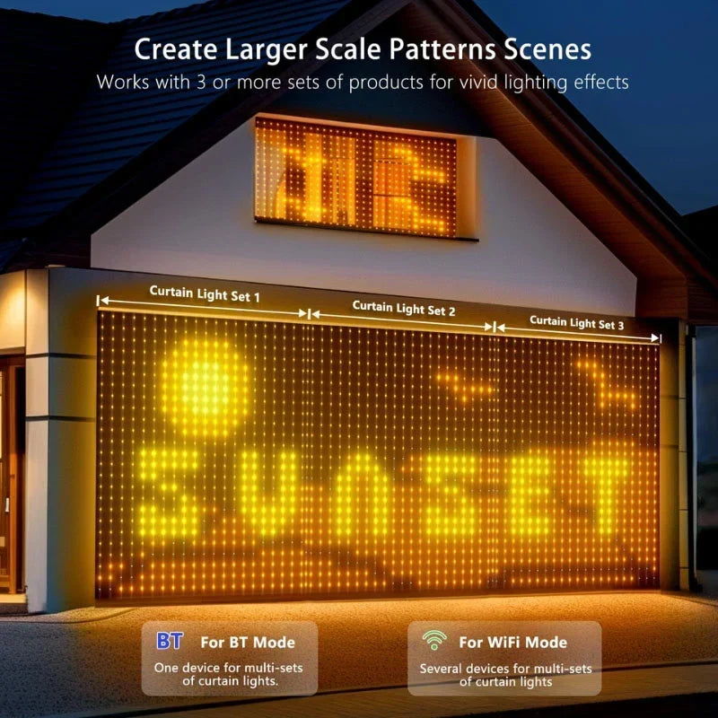 LED Curtain Lights App-Controlled 400 Individually Controllable LEDs