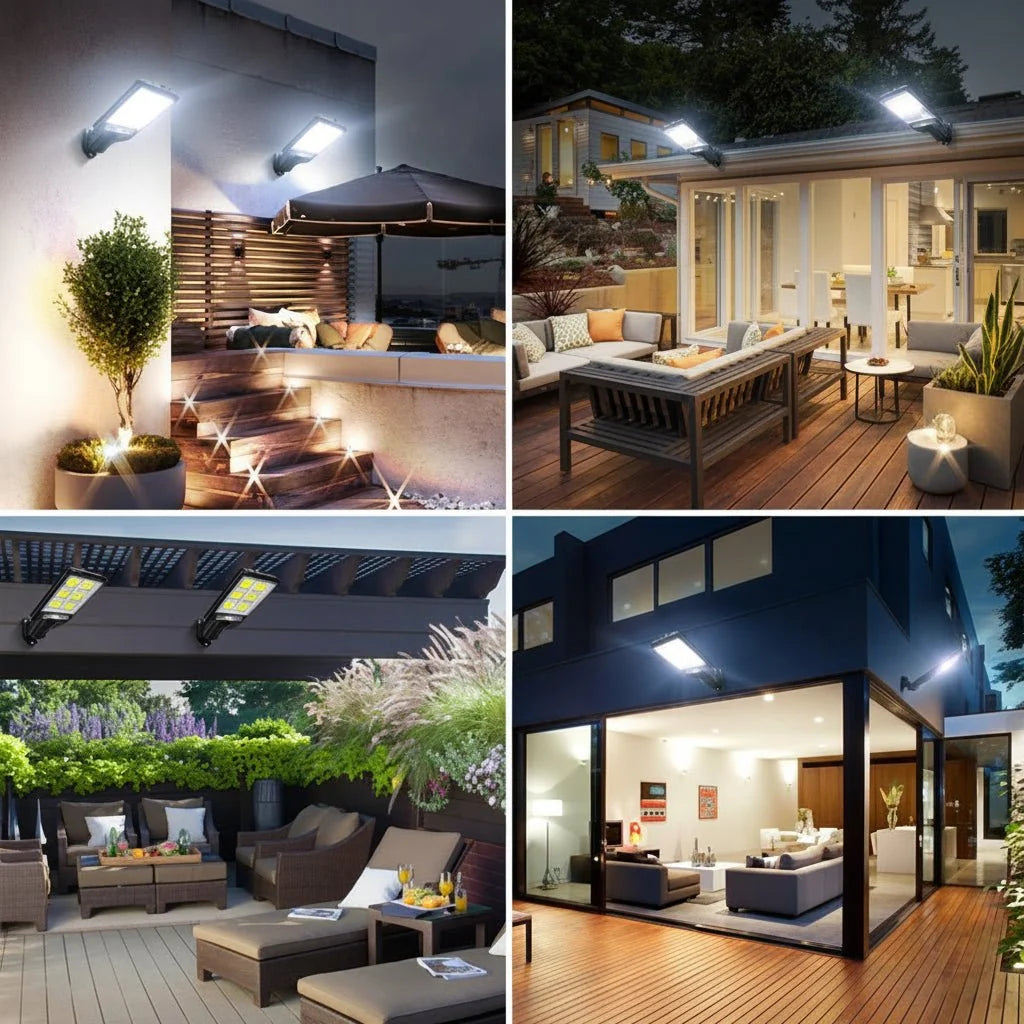 LED Floodlight Solar-Powered Motion Sensor Waterproof