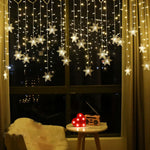 LED Snowflake Curtain Lights 8 Modes IP44 Splashproof
