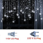 LED Snowflake Curtain Lights 8 Modes IP44 Splashproof