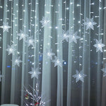 LED Snowflake Curtain Lights 8 Modes IP44 Splashproof