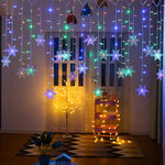 LED Snowflake Curtain Lights 8 Modes IP44 Splashproof